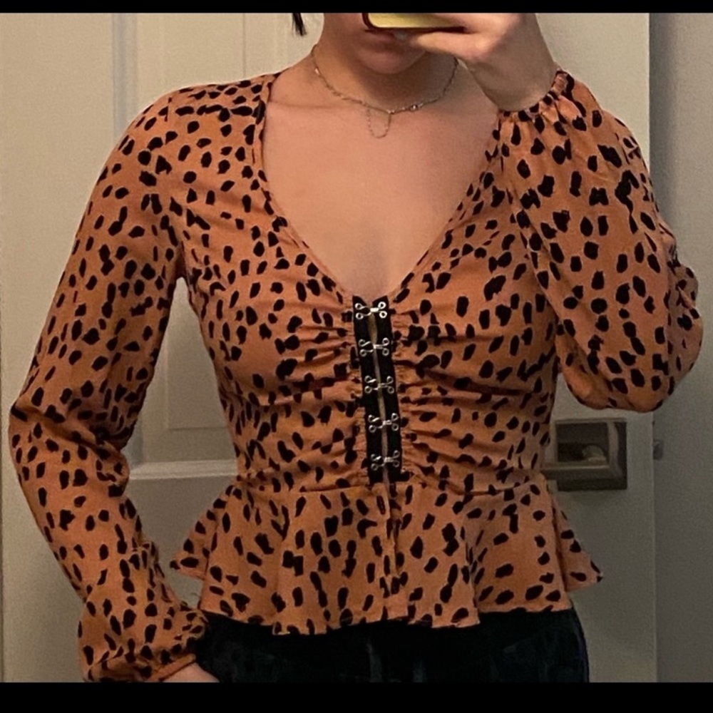 Missguided polka dot front latch blouse